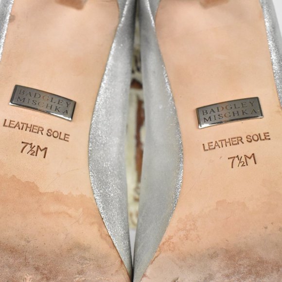 Badgley Mischka Metallic Peep Toe Heels Size 7.5 - Picture 6 of 6